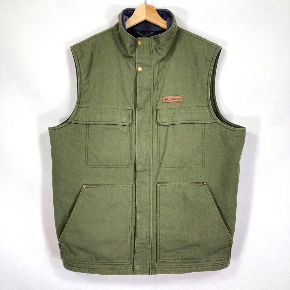 Columbia Larix Park Water Resistant Fleece Lined Full Zip Vest Green Large